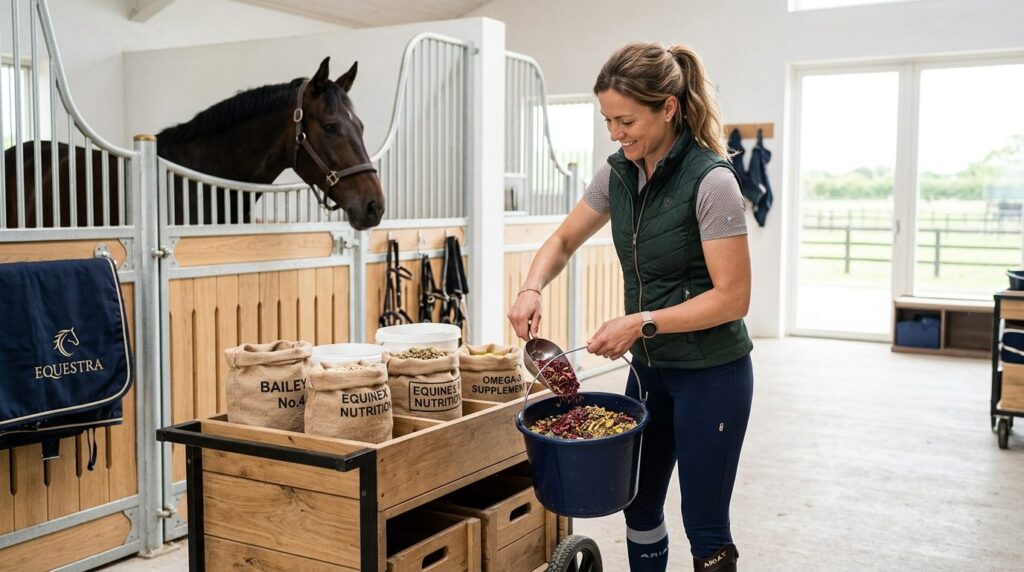 Candid lifestyle photograph of a modern equestrian woman in