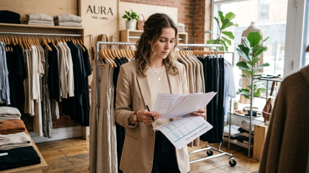 Young fashion business owner in a contemporary clothing bout
