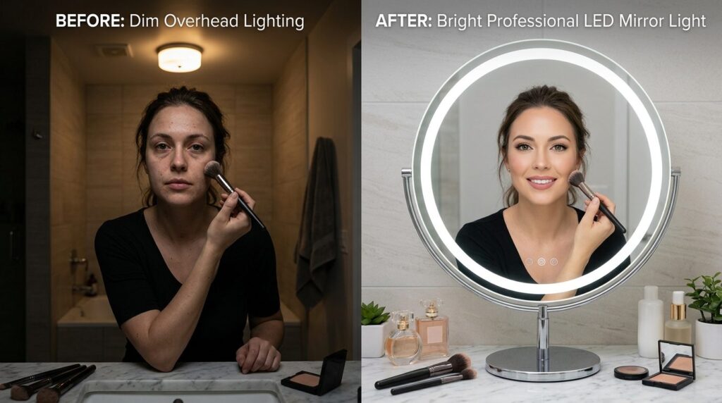 Professional before and after style image showing a womans