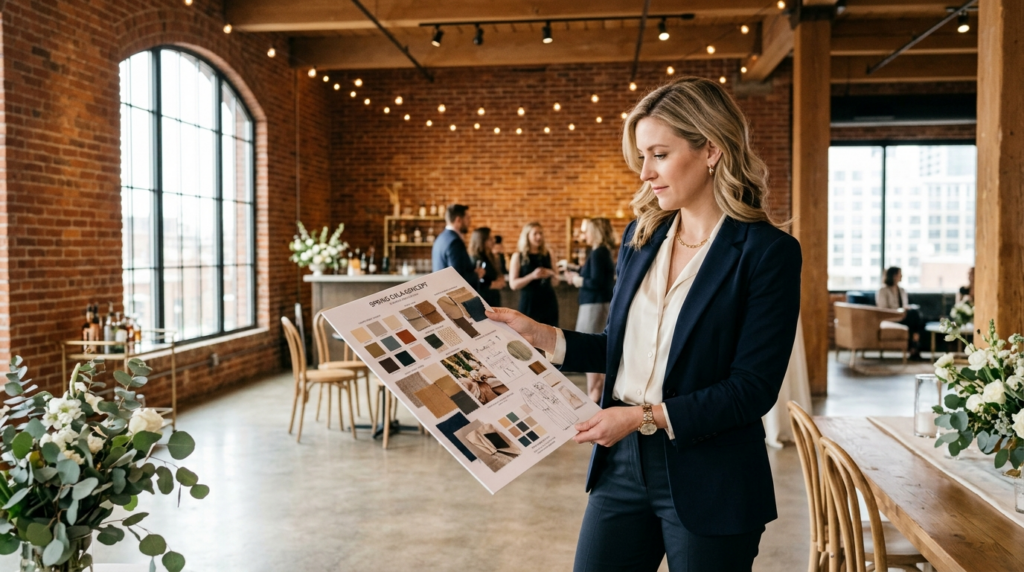 Close-up of a fashionable woman in business casual attire st